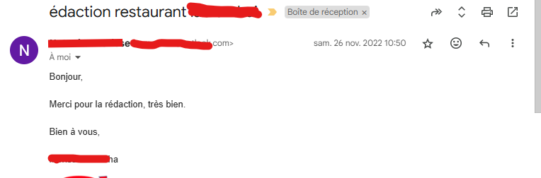 Feedback Email Lionel Dehoui